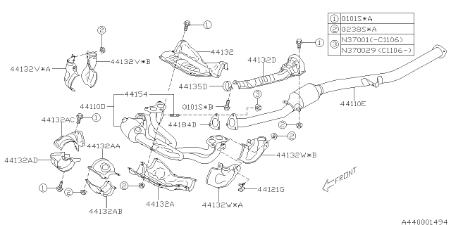 2011 Subaru Forester Catalytic Converter Diagram for 44620AC590