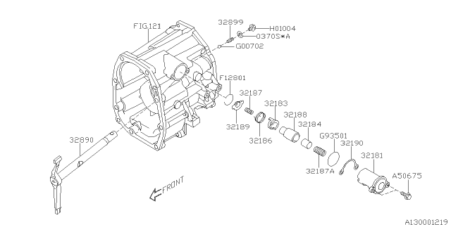 2013 Subaru Forester Shifter Fork & Shifter Rail Diagram 1