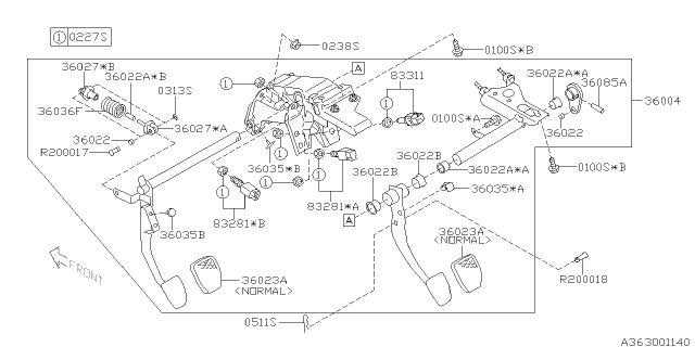 2011 Subaru Forester Pedal Assembly Brake Diagram for 36004SC020
