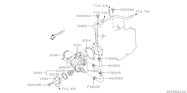 2009 Subaru Forester Pipe Complete Water Bypass Diagram for 14065AA370