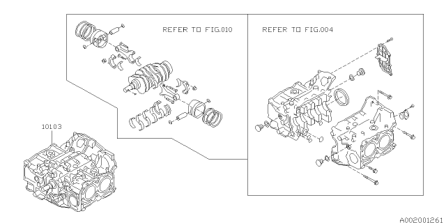 2010 Subaru Forester Short Block Engine Assembly Diagram for 10103AB930