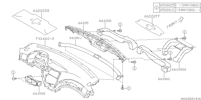 2010 Subaru Forester Instrument Panel Diagram 1