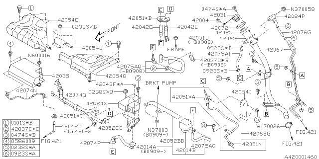 2010 Subaru Forester Hose Charge Diagram for 42075SC000