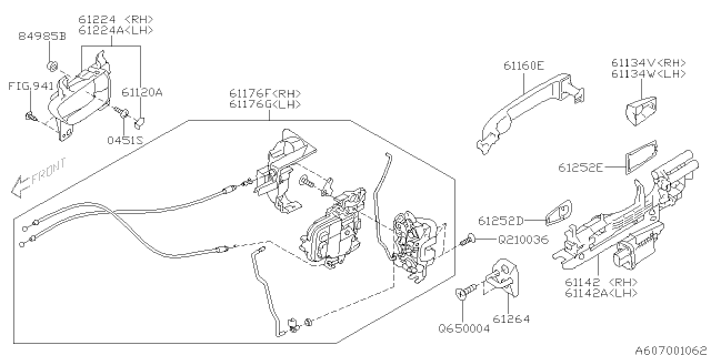 2011 Subaru Forester Cover Handle Front Out Door Diagram for 61134SC040WW