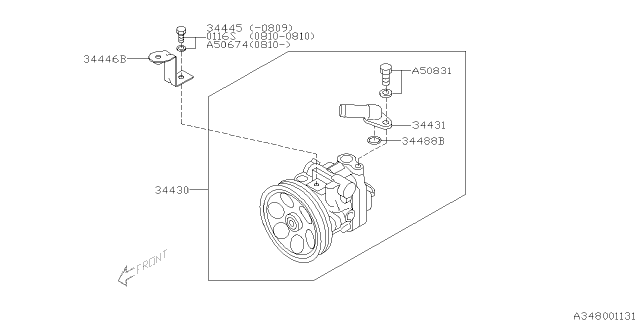 2009 Subaru Forester Power Steering Pump Assembly Diagram for 34430FG010
