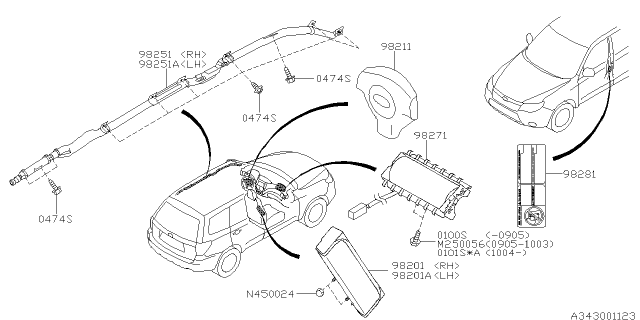 2010 Subaru Forester Air Bag Module Assembly Side LH Diagram for 98201SC030