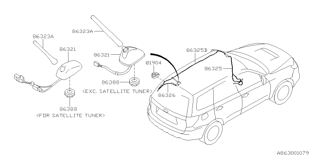 2011 Subaru Forester Feeder Cord Assembly Center Diagram for 86325SC800