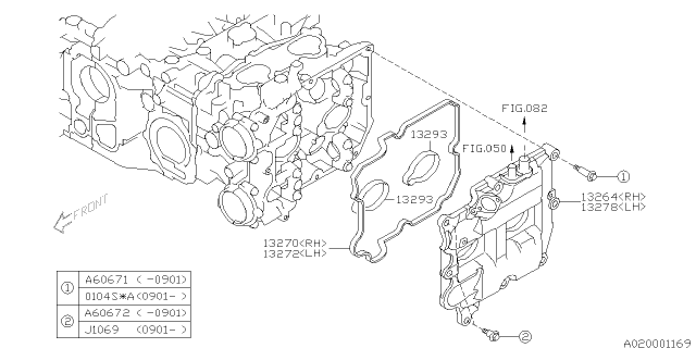 2012 Subaru Forester Gasket Rocker Cover LH Diagram for 13272AA170