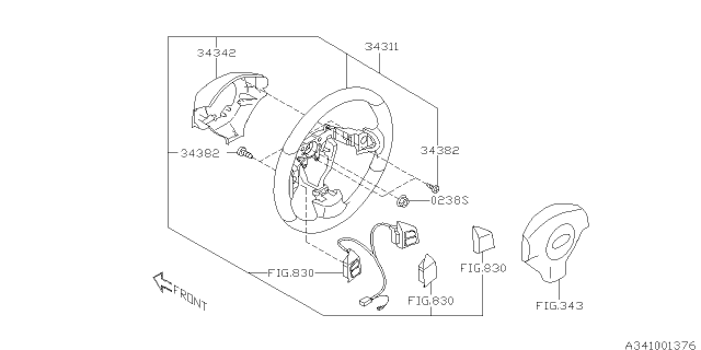 2009 Subaru Forester Steering Wheel Assembly Diagram for 34311FG020JC
