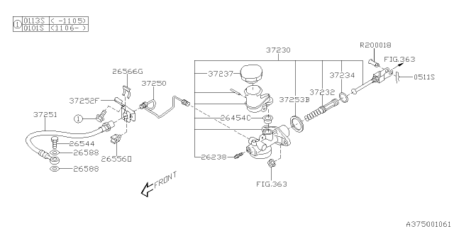 2012 Subaru Forester Clutch Master Cylinder Diagram for 37230SC021