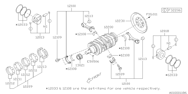 2013 Subaru Forester Piston & Crankshaft Diagram 1