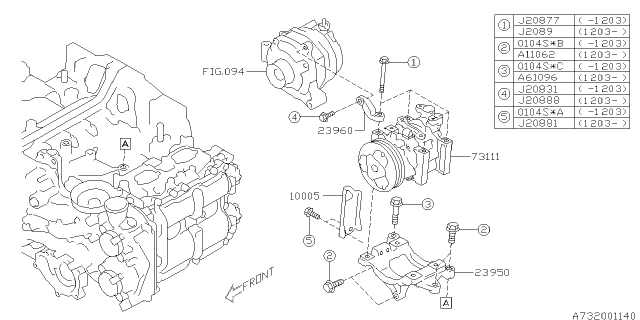 2013 Subaru Forester Bracket Air Conditioner 1 Diagram for 23950AA130