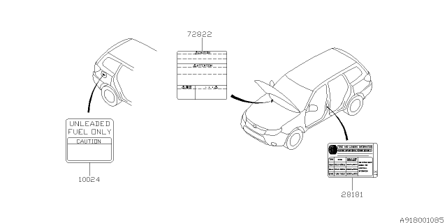 2011 Subaru Forester Label - Caution Diagram