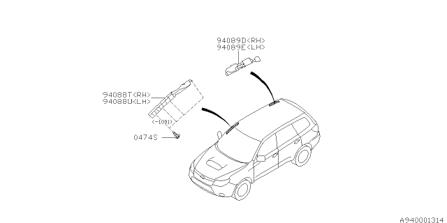 2011 Subaru Forester Pad A Pillar Ab LH Diagram for 94088SC011