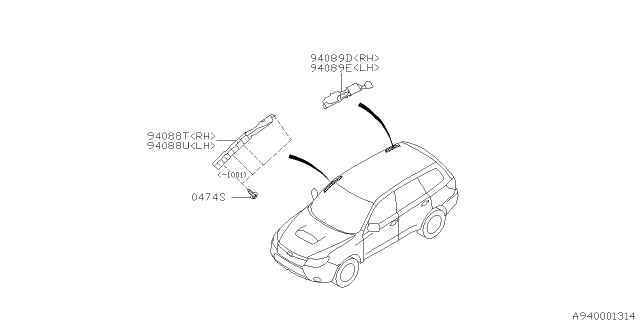 2011 Subaru Forester Pad A Pillar Ab RH Diagram for 94088SC001