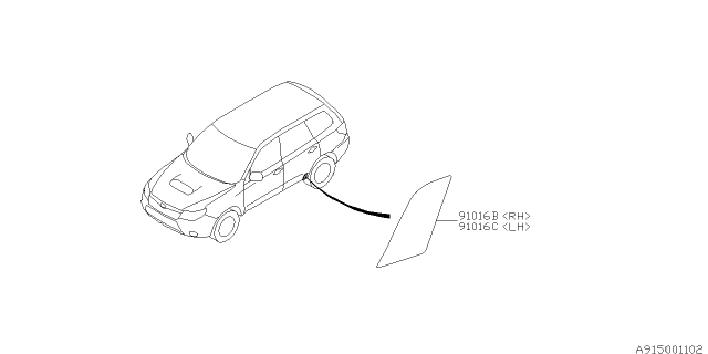 2009 Subaru Forester PB001076 Protector Rear Arch Diagram for 91163SC010