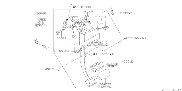 2013 Subaru Forester Pedal Assembly Brake Diagram for 36012SC080