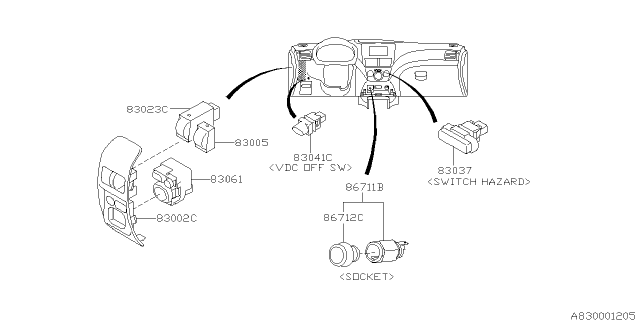 2010 Subaru Forester Switch Panel Diagram for 83002FG020LL