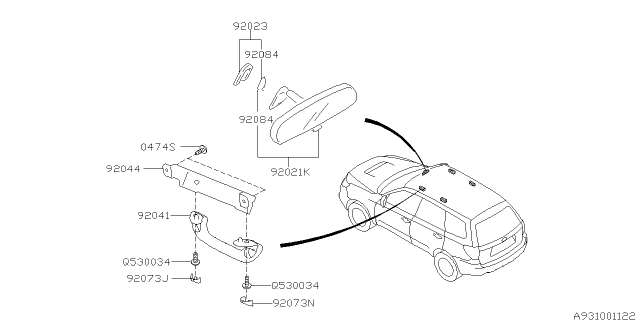 2011 Subaru Forester Cap Assist Rail LH Diagram for 92073AG030LO