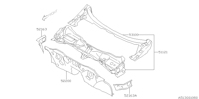 2013 Subaru Forester Toe Board & Front Panel & Steering Beam Diagram