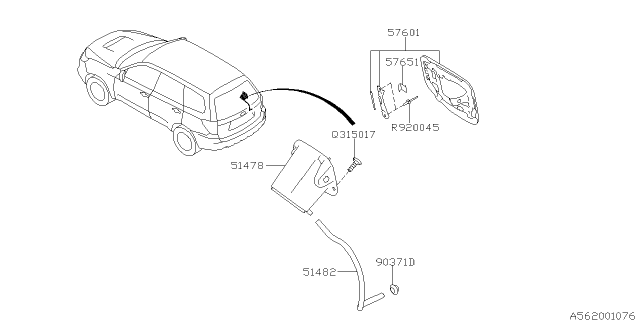 2011 Subaru Forester Spring Flap Diagram for 57651AG001
