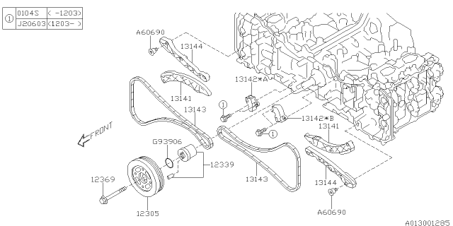 2012 Subaru Forester TENSIONER Chain Diagram for 13142AA102