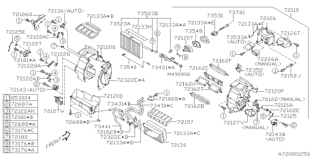 2010 Subaru Forester Heater Unit LHD Diagram for 72110FG080