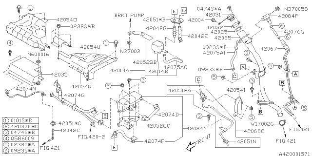 2012 Subaru Forester Pipe Filler Complete Us Diagram for 42066SC050