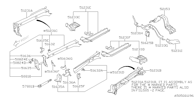 2011 Subaru Forester Plate Front Frame Front RH Diagram for 51635AG0009P