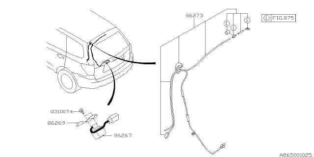 2011 Subaru Forester Cord Assembly Rear Gate RVC Diagram for 86273SC000