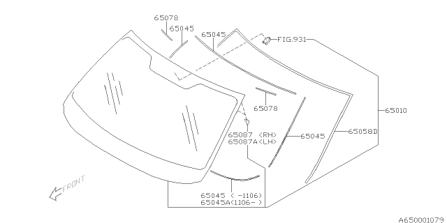 2013 Subaru Forester Dam Rubber Diagram for 65045SC050