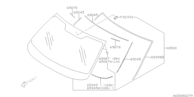 2013 Subaru Forester Windshield Glass Diagram