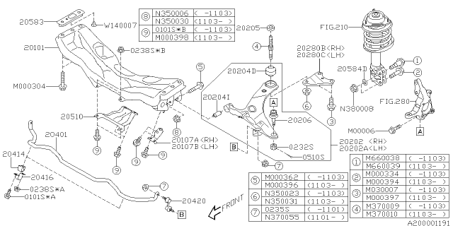 2011 Subaru Forester Plate Jack Up Diagram for 20510AG001