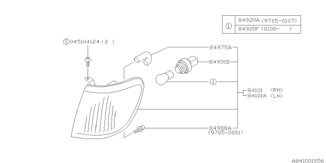 1998 Subaru Forester Front Combination Lamp Diagram for 84101FC020