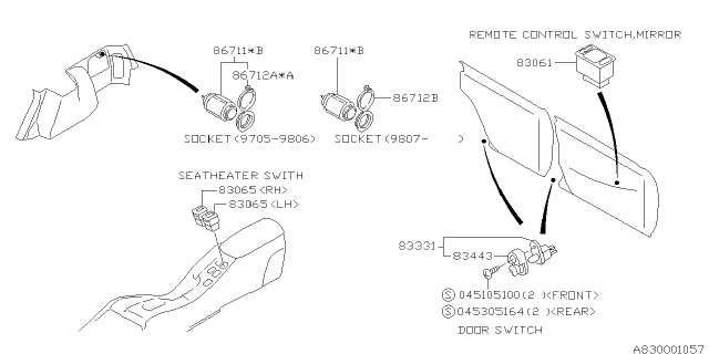 2000 Subaru Forester Switch - Instrument Panel Diagram 1