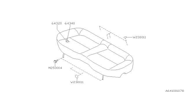 2000 Subaru Forester Rear Seat Cushion Cover Diagram for 64340FC150GC