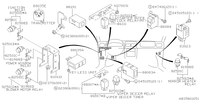 2002 Subaru Forester WIPER Intermittent Unit Diagram for 88017FC020