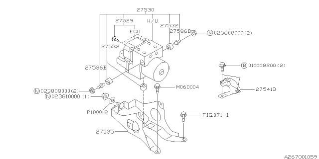 2001 Subaru Forester PT370303 ECU Repair Abs Diagram for 27529FC010