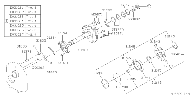 1998 Subaru Forester Washer Thrust Diagram for 31299AA020