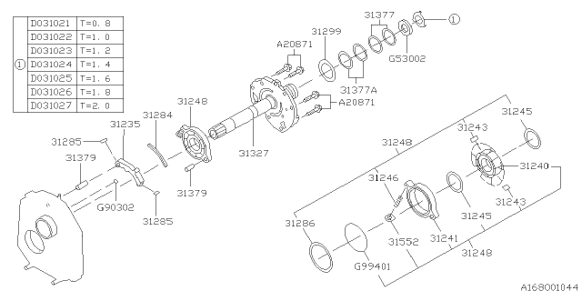 1998 Subaru Forester Race Bearing Diagram for 803031021