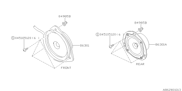 1998 Subaru Forester Speaker Assembly Front Diagram for 86301FC010