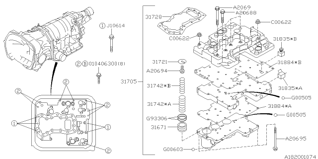 2001 Subaru Forester Plate Complete Valve Separator Diagram for 31884AA030