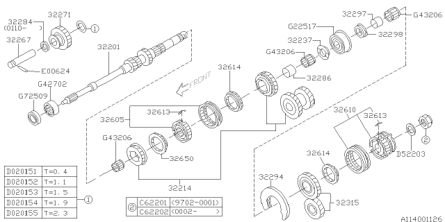 2001 Subaru Forester Main Shaft Diagram