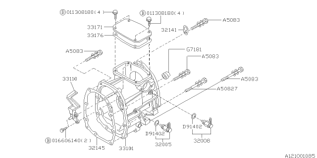1999 Subaru Forester Manual Transmission Transfer & Extension Diagram 3