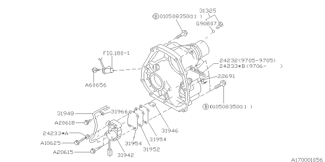 1999 Subaru Forester Automatic Transmission Transfer & Extension Diagram 1