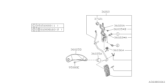 2002 Subaru Forester Pedal System - Manual Transmission Diagram 1