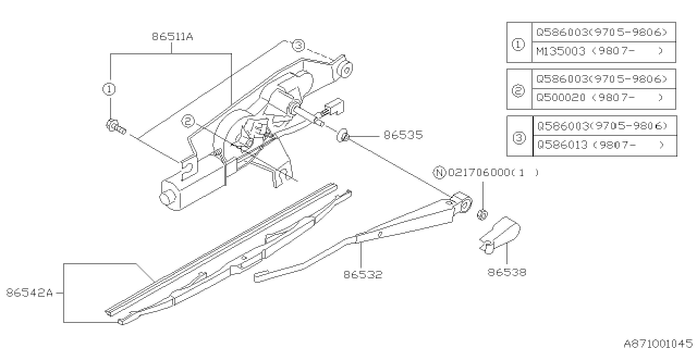 2002 Subaru Forester WIPER Motor Assembly Diagram for 86511FC060