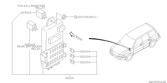 1999 Subaru Forester Joint Box Assembly Diagram for 82201FC000