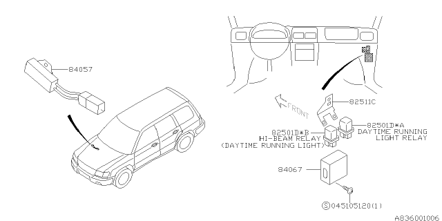 1999 Subaru Forester Resistor Assembly Daytime Diagram for 84057FC000