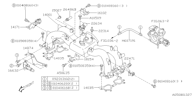 2002 Subaru Forester Manifold Complete Intake Diagram for 14001AA951